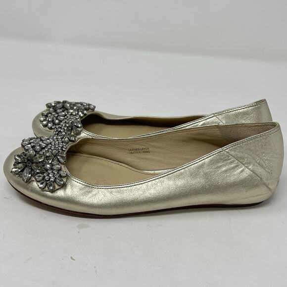 Vera Wang LAVENDER SILVER REAL LEATHER EMBELLISHMENT FLAT ROUND TOE BALLET 6.5 - Picture 5 of 12